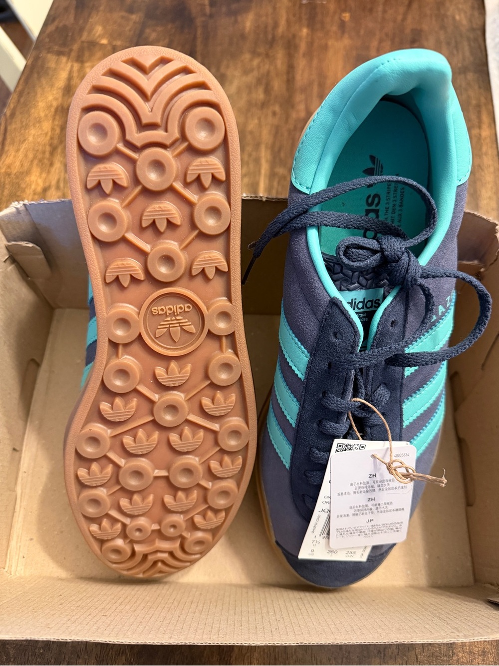Adidas Gazelle Bold W Shadow Navy Acid Mint Platform Sneakers NWT Women’s 9 JQ64 - Picture 5 of 7
